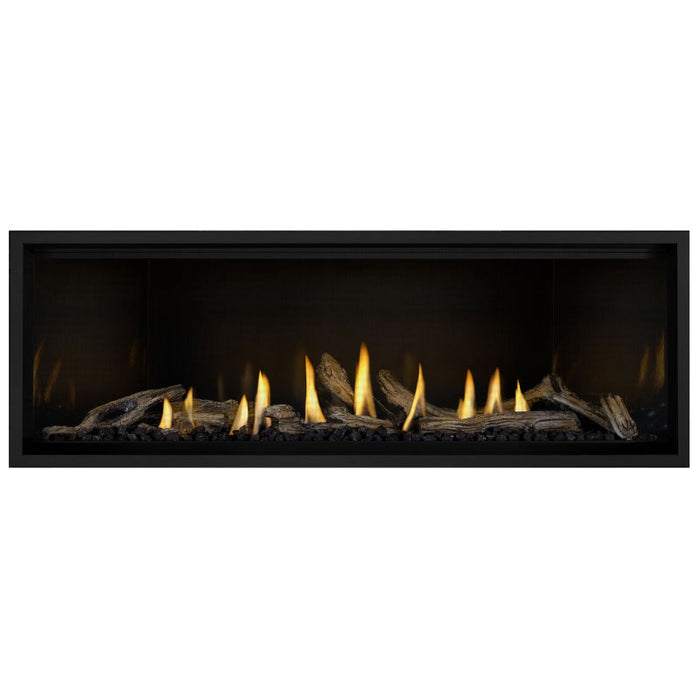 Napoleon Ascent Premium 56 Linear Direct Vent Gas Fireplace in MIRRO-FLAME Porcelain Reflective Panel with Driftwood Logs