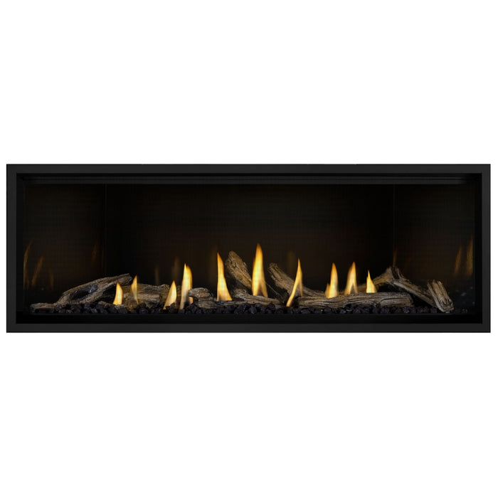 Napoleon Ascent Premium 56 Linear Direct Vent Gas Fireplace in MIRRO-FLAME Porcelain Reflective Panel with Driftwood Logs 