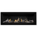 Napoleon Ascent Premium 56 Linear Direct Vent Gas Fireplace in Matte Black Panel with Beach Fire Logs 
