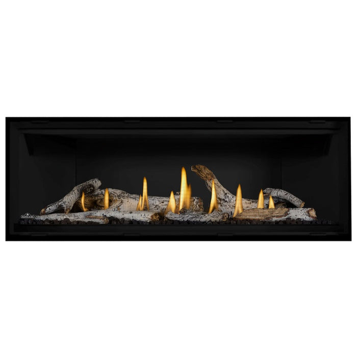 Napoleon Ascent Premium 56 Linear Direct Vent Gas Fireplace in Matte Black Panel with Birch Logs