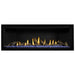 Napoleon Ascent Premium 56 Linear Direct Vent Gas Fireplace in Matte Black Panel with Blue Glass Embers and Driftwood Logs
