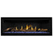 Napoleon Ascent Premium 56 Linear Direct Vent Gas Fireplace in Matte Black Panel with Blue Glass Embers and Split Oak Logs