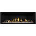 Napoleon Ascent Premium 56 Linear Direct Vent Gas Fireplace in Matte Black Panel with Clear Glass Embers and Driftwood Logs