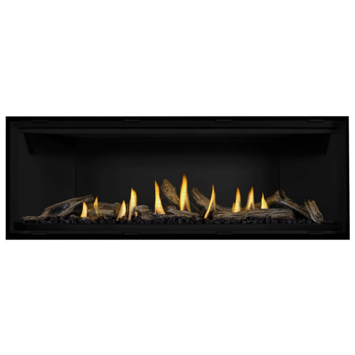Napoleon Ascent Premium 56 Linear Direct Vent Gas Fireplace in Matte Black Panel with Driftwood Logs 