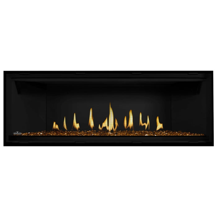 Napoleon Ascent Premium 56 Linear Direct Vent Gas Fireplace with Amber Glass Embers and Matte Black Panel