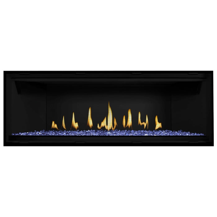 Napoleon Ascent Premium 56 Linear Direct Vent Gas Fireplace with Blue Glass Embers and Matte Black Panel