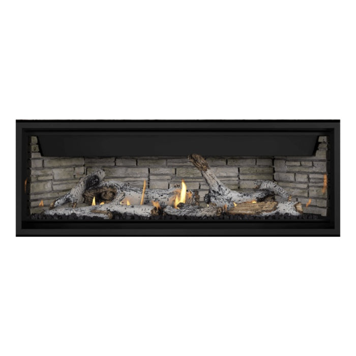 Napoleon Ascent Premium 56" Linear Direct Vent Gas Fireplace with Ledgestone Brick and Birch Log Set