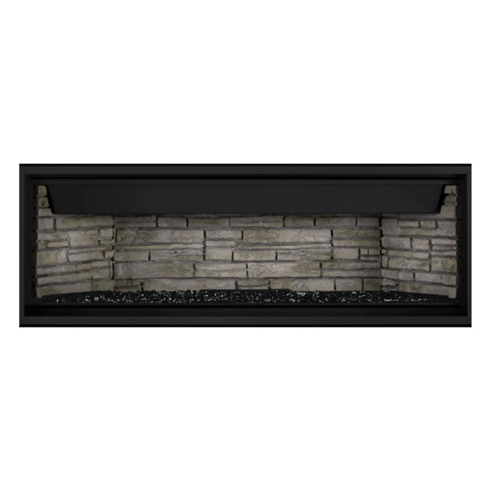 Napoleon Ascent Premium 56" Linear Direct Vent Gas Fireplace with Ledgestone Brick and Black Glass Beads