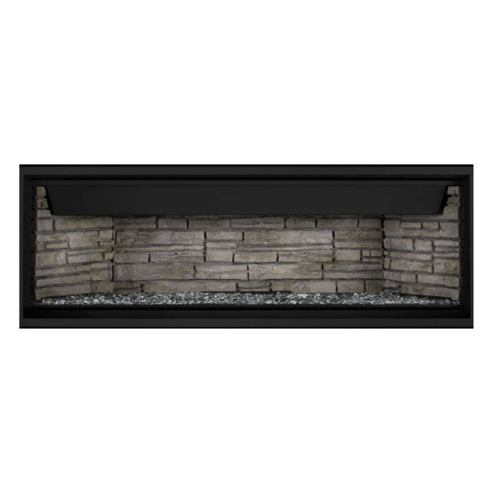 Napoleon Ascent Premium 56" Linear Direct Vent Gas Fireplace with Ledgestone Brick and Clear Glass Beads