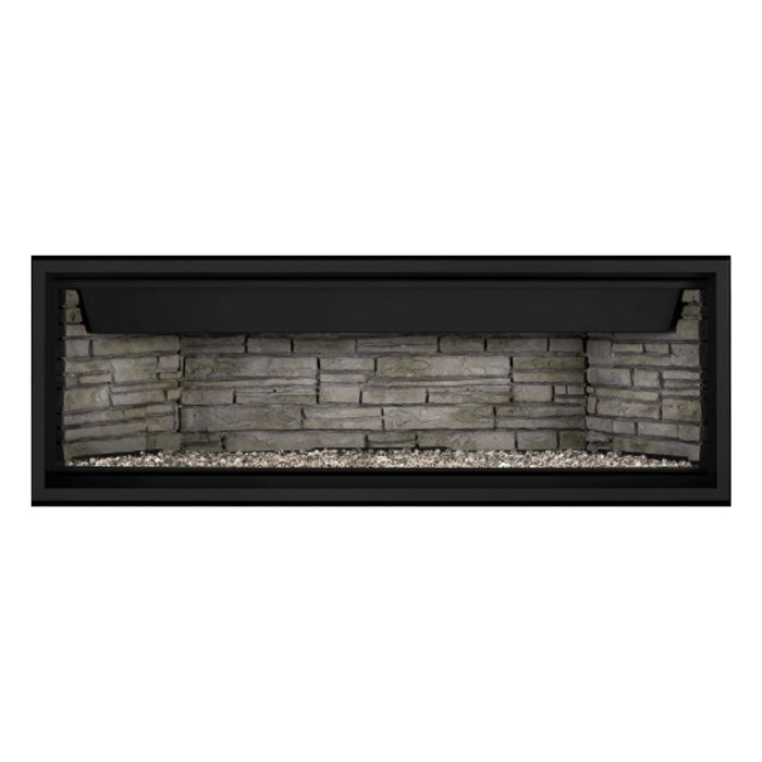 Napoleon Ascent Premium 56" Linear Direct Vent Gas Fireplace with Ledgestone Brick and Clear Glass Embers