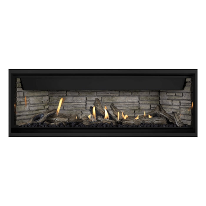  Napoleon Ascent Premium 56" Linear Direct Vent Gas Fireplace with Ledgestone Brick and Driftwood Log Set 