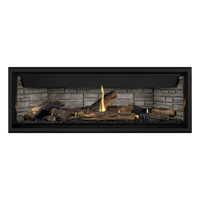Napoleon Ascent Premium 56" Linear Direct Vent Gas Fireplace with Ledgestone Brick and Split Oak Log Set