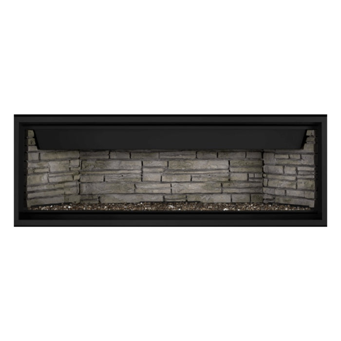 Napoleon Ascent Premium 56" Linear Direct Vent Gas Fireplace with Ledgestone Brick and Topaz Glass Embers
