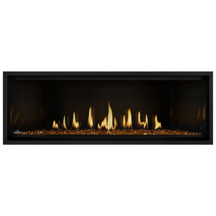 Napoleon Ascent Premium 56 Linear Direct Vent Gas Fireplace with MIRRO-FLAME Porcelain Reflective Panel and Amber Glass Embers  