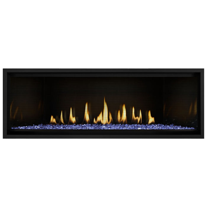 Napoleon Ascent Premium 56 Linear Direct Vent Gas Fireplace with MIRRO-FLAME Porcelain Reflective Panel and Blue Glass Embers