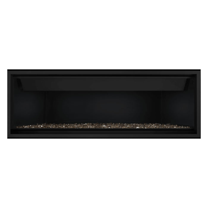 Napoleon Ascent Premium 56" Linear Direct Vent Gas Fireplace with Ledgestone Brick and Topaz Glass Embers