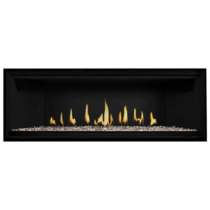 Napoleon Ascent Premium 56 Linear Direct Vent Gas Fireplace with Topaz Glass Embers and Matte Black Panel