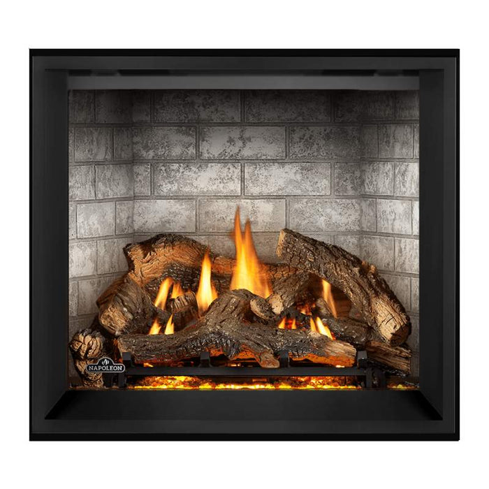 Napoleon Elevation X 36 Direct Vent Fireplace with Glacier Brick Standard Interior Panel and Split Oak Log Set 