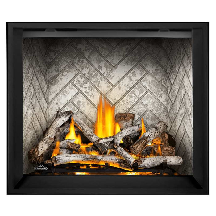 Napoleon Elevation X 42" Direct Vent Fireplace with Glacier Brick Herringbone Interior Panel and Birch Log Set