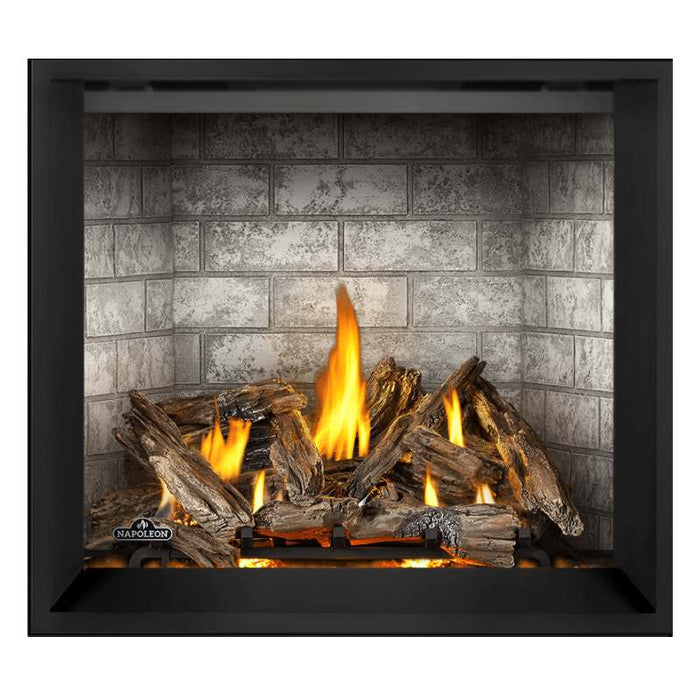 Napoleon Elevation X 42" Direct Vent Fireplace with Glacier Brick Standard Interior Panel  and Driftwood Log Set