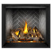 Napoleon Elevation X 42" Direct Vent Fireplace with Old Town Red Herringbone Interior Panel  and Driftwood Log Set