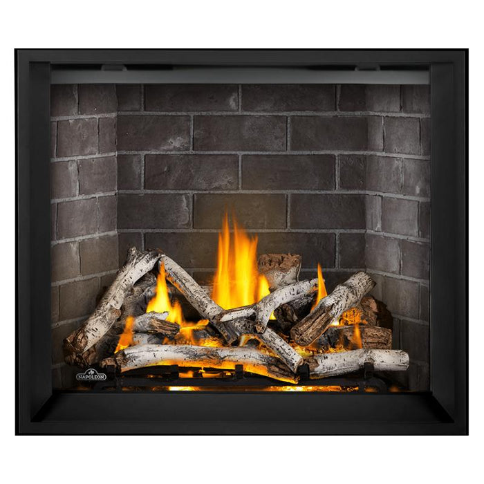 Napoleon Elevation X 42" Direct Vent Fireplace with Westminster Grey Standard Interior Panel and Birch Log Set