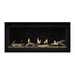  Napoleon Luxuria 38" Linear Direct Vent Gas Fireplace with Amber Glass Beads and Beach Fire Kit Face on White Background