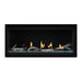 Napoleon Luxuria 38" Linear Direct Vent Gas Fireplace with Blue Glass Beads and Beach Fire Kit Face on White Background