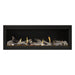 Napoleon Luxuria 50" Linear Direct Vent Gas Fireplace with Amber Glass Beads and Beach Fire Kit Face on White Background