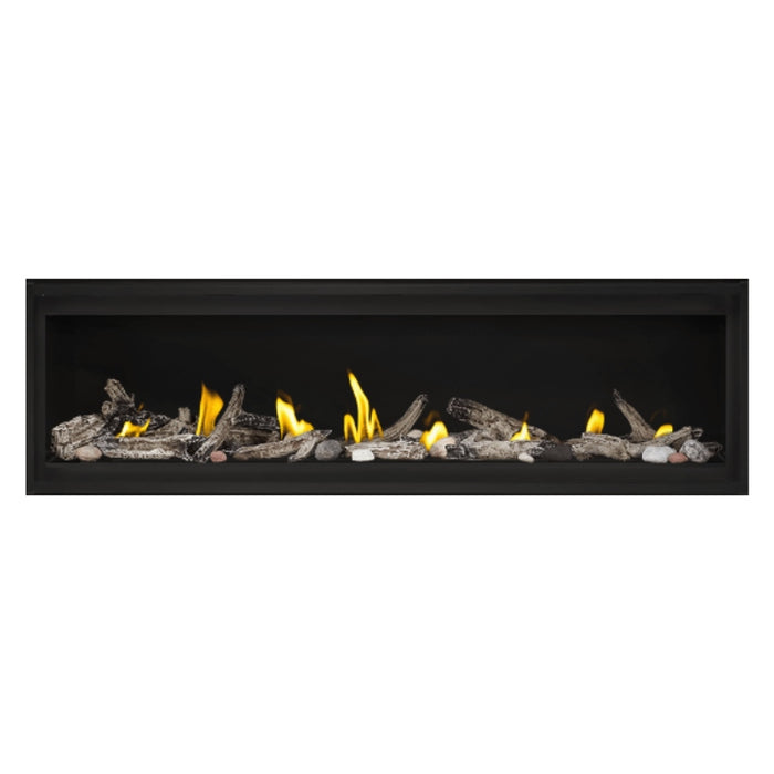 Napoleon Luxuria 62" Linear Direct Vent Gas Fireplace Shore Fire and Beach Fire Kit Face on White Background
