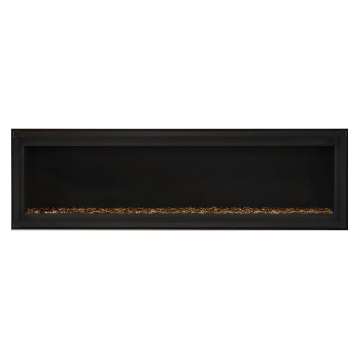 Napoleon Luxuria 62" Linear Direct Vent Gas Fireplace with Amber Glass Beads Face on White Background