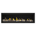 Napoleon Luxuria 62" Linear Direct Vent Gas Fireplace with Black Glass Beads and Beach Fire Kit Face on White Background