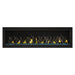 Napoleon Luxuria 62" Linear Direct Vent Gas Fireplace with Blue Glass Beads and Nickel Stix Kit Face on White Background