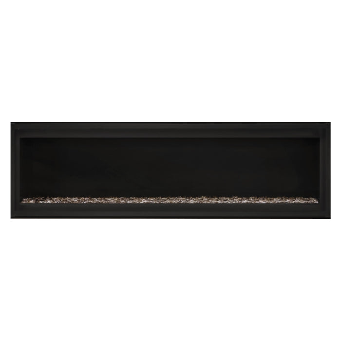 Napoleon Luxuria 62" Linear Direct Vent Gas Fireplace with Topaz Glass Beads Face on White Background