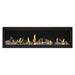 Napoleon Luxuria 62" Linear Direct Vent Gas Fireplace with Topaz Glass Beads and Beach Fire Kit Face on White Background