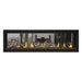 Napoleon Luxuria 62" See Thru Linear Direct Vent Gas Fireplace with Amber Glass Beads and Wrought Iron Globe Kit Face on White Background