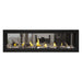 Napoleon Luxuria 62" See Thru Linear Direct Vent Gas Fireplace with Black Glass Beads and Beach Fire Kit Face on White Background