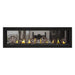 Napoleon Luxuria 62" See Thru Linear Direct Vent Gas Fireplace with Black Glass Beads and Wrought Iron Globe Kit Face on White Background