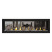 Napoleon Luxuria 62" See Thru Linear Direct Vent Gas Fireplace with Clear Glass Beads and Wrought Iron Globe Kit Face on White Background