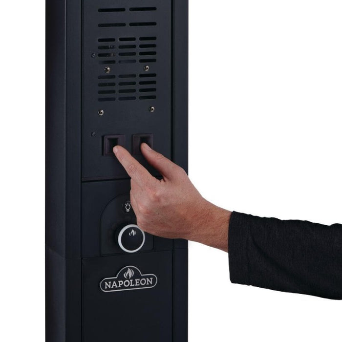 Napoleon Phantom Freestand Outdoor Electric Patio Heater Detail Cord Detail Latch Release