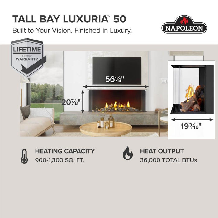 Napoleon Tall Bay Luxuria 50" Direct Vent Gas Fireplace