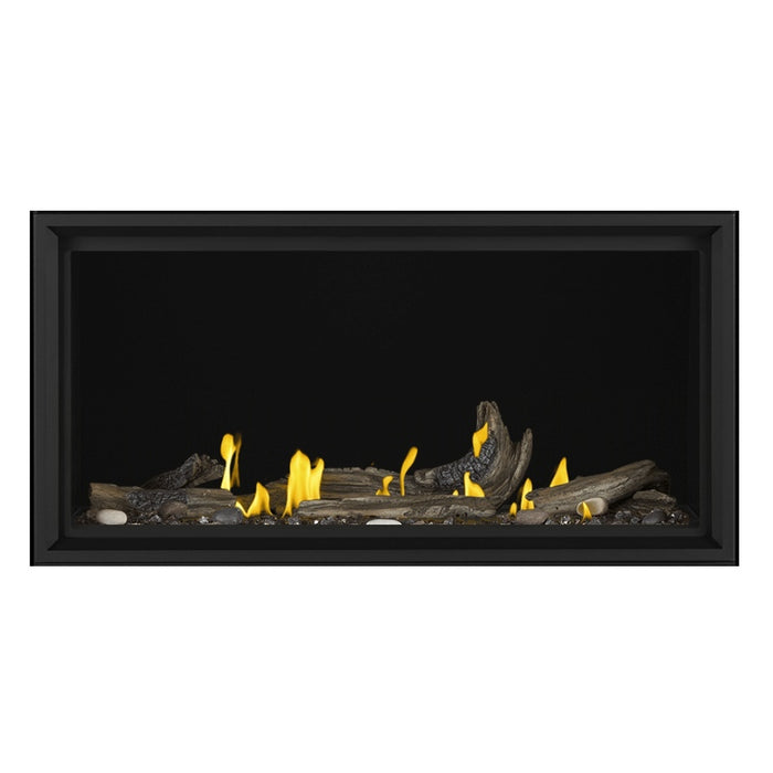 Napoleon Tall Vector 50" Linear Direct Vent Gas Fireplace with Mineral Rock Kit Woodland Media Enhancement and High Definition Driftwood Log Set