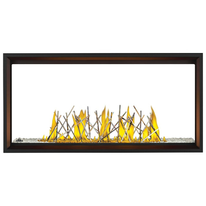 Napoleon Tall Vector 50" See Through Linear Direct Vent Gas Fireplace with Clear Glass Beads and Nickel Stix