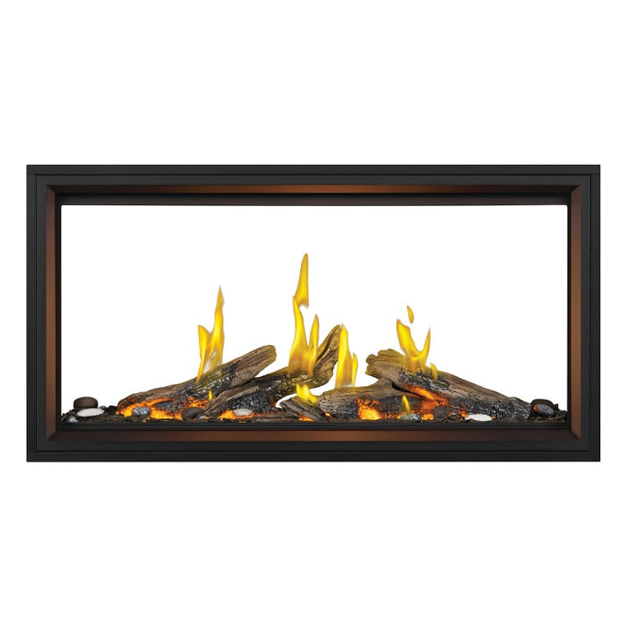 Napoleon Tall Vector 50" See Through  with Luminous Driftwood Logs Direct Vent Linear Gas Fireplace