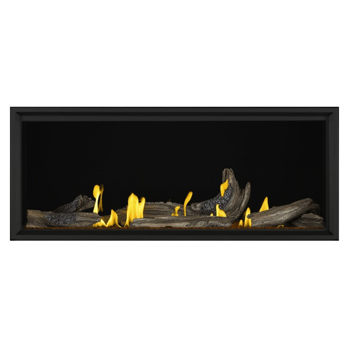 Napoleon Tall Vector 62" Linear Direct Vent Gas Fireplace with Amber Glass Embers and High Definition Driftwood Log Set