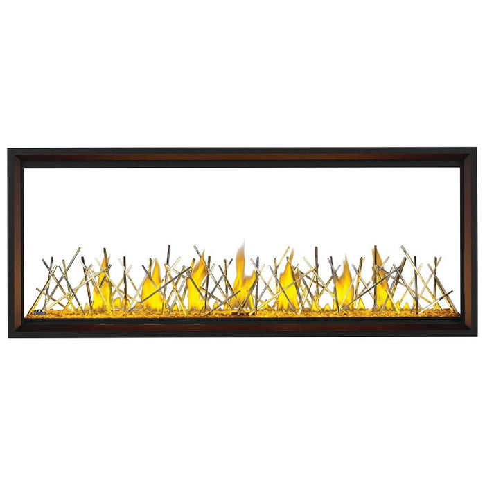 Napoleon Tall Vector 62" See Through Linear Direct Vent Gas Fireplace with Clear Glass Beads and Nickel Stix