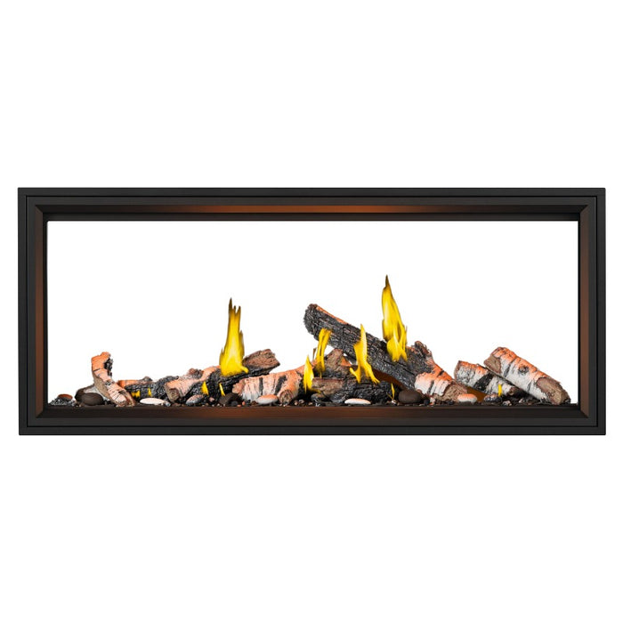 Napoleon Tall Vector 62" See Through  with Luminous Birch Logs Direct Vent Linear Gas Fireplace