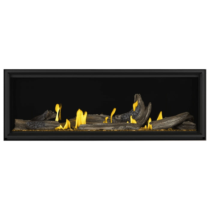 Napoleon Tall Vector 74" Linear Direct Vent Gas Fireplace with Amber Glass Beads and High Definition Driftwood Log Set