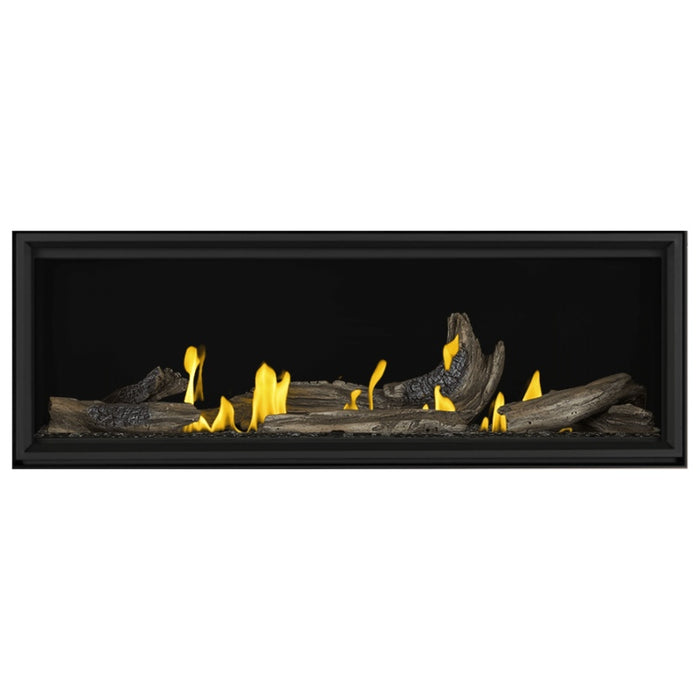 Napoleon Tall Vector 74" Linear Direct Vent Gas Fireplace with Black Glass Beads and High Definition Driftwood Log Set