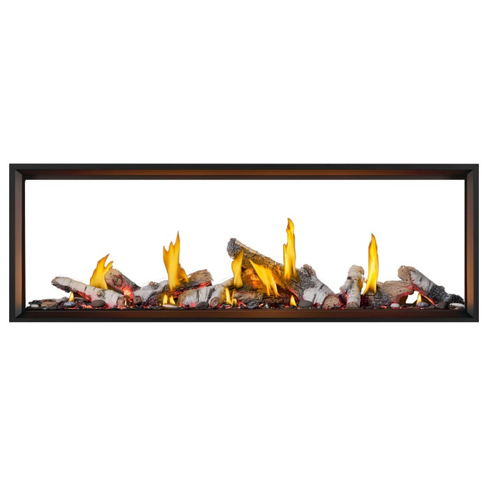 Napoleon Tall Vector 74" See Through with Luminous Birch Logs Direct Vent Linear Gas Fireplace